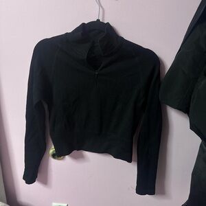 Cotton On Black Cropped Quarter-Zip Sweater